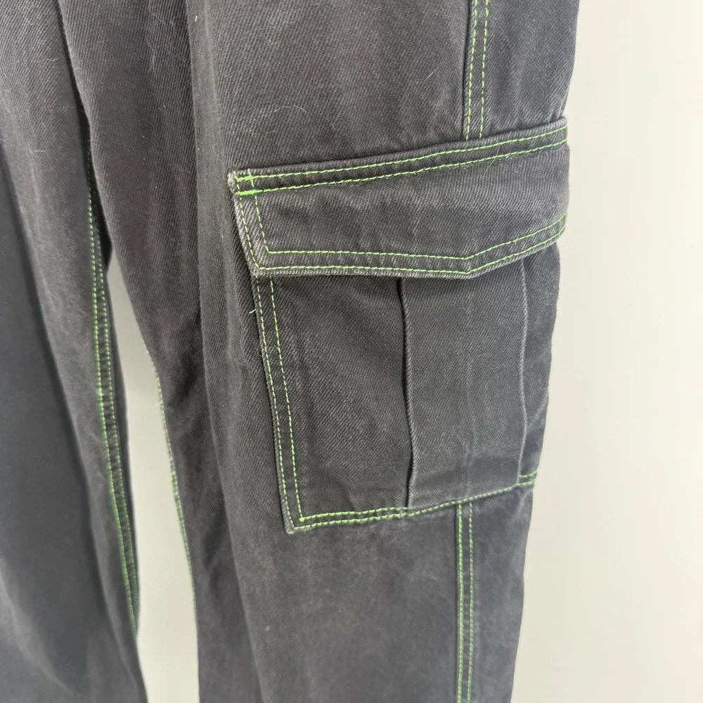 Hot Topic HT Denim Hi Rise Carpenter Jeans Women's Size 11 Black Green Stitching